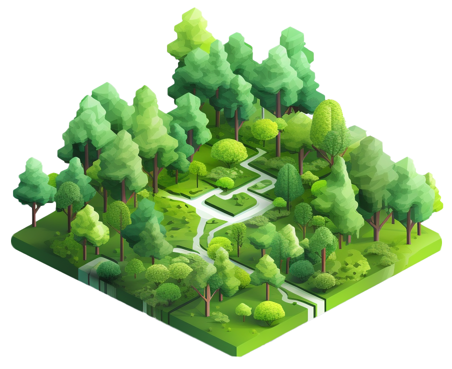 Isometrische Illustration Wald - CompuSafe Forest