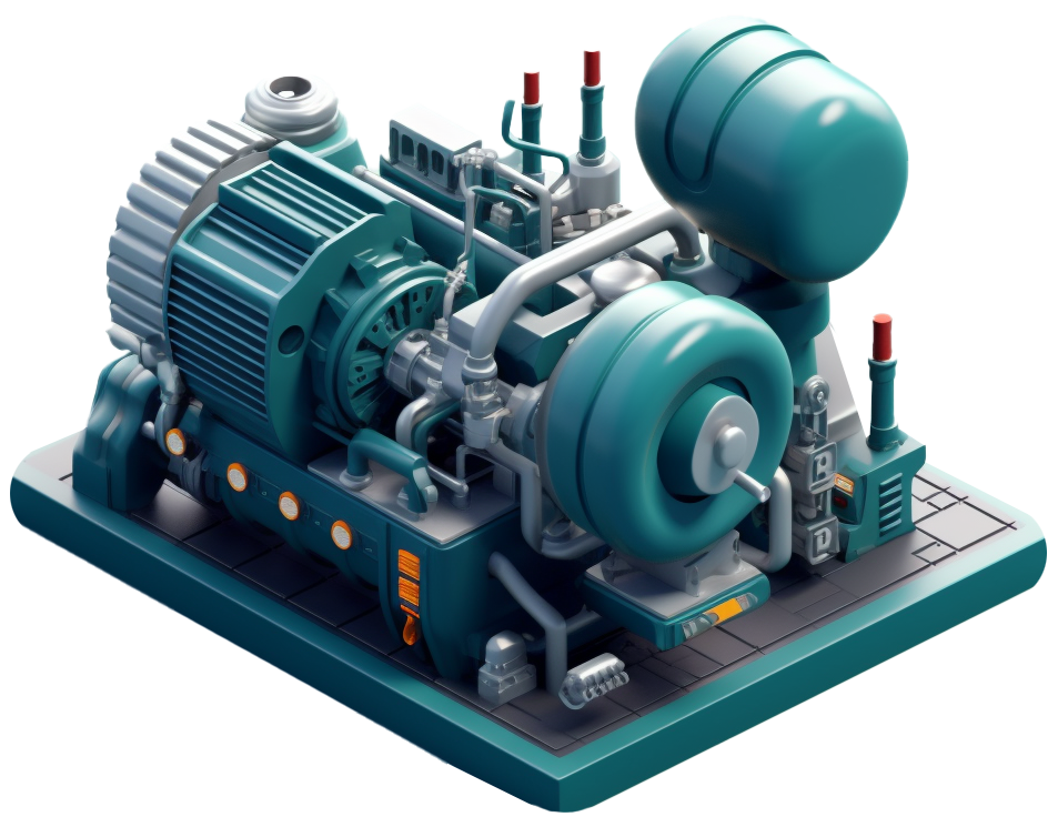 Isometrische Illustration große Turbine Automation Engine ServiceNow