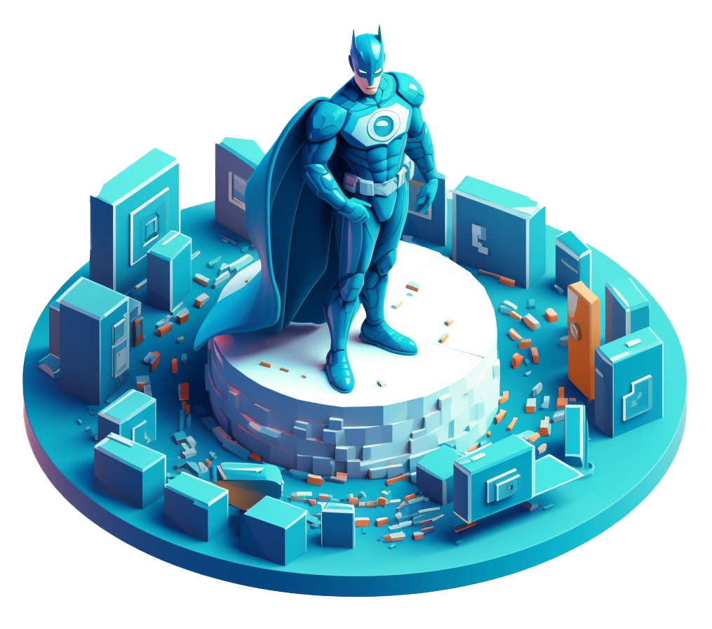 Isometrische Illustration Superheld Data Hero