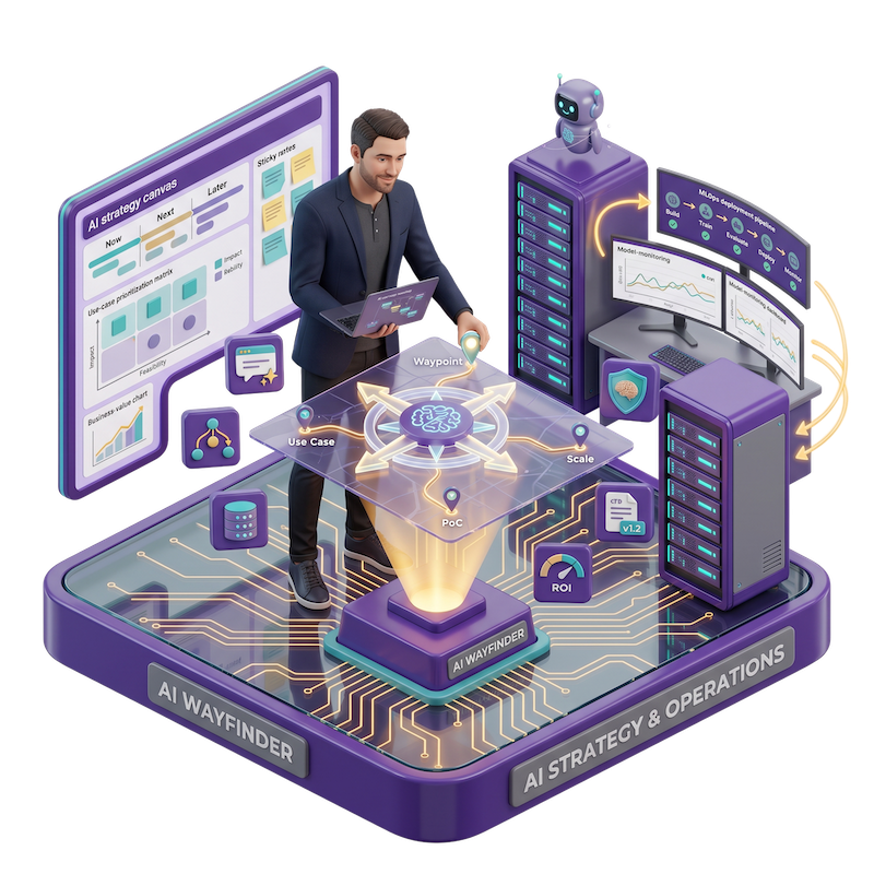 IT-Talent Programm AI Wayfinder Isometrische Illustration