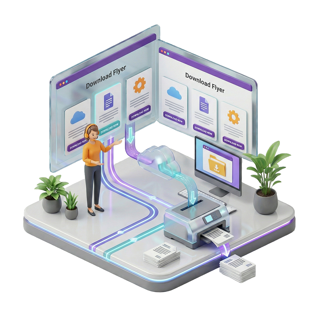 Flyer Produktportfolio - Isometrische Illustration