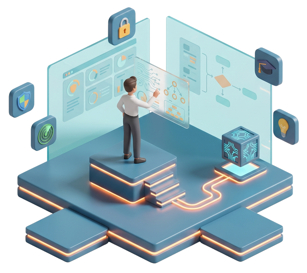 IT-Security aus einer Hand - Isometrische Illustration